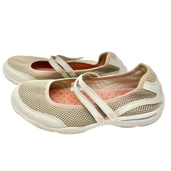 LL Bean Womens Beige Pink Mary Jane Mesh Walking Shoes Size 10 Rubber Soles - Picture 1 of 8